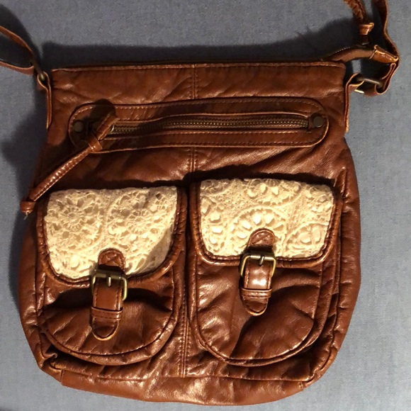 Mudd Handbags - Mudd Brown Crossbody Purse With Lace Pockets